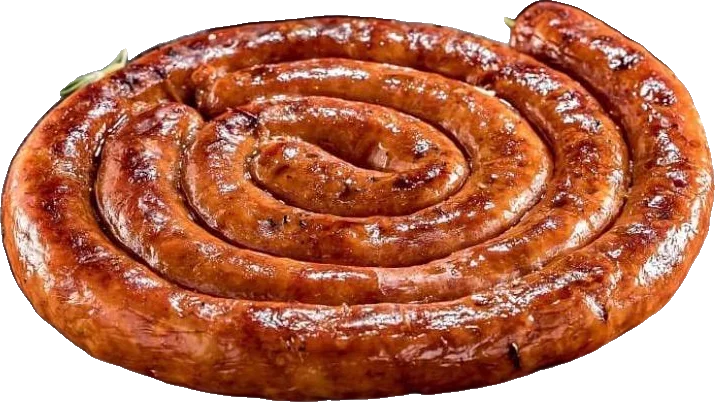 Linguiça de costela Angus enrolada, dourada na brasa